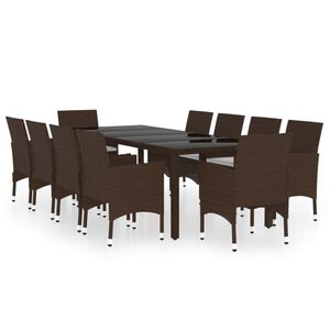 vidaXL Set da Pranzo da Giardino 11 pz in Polyrattan Marrone