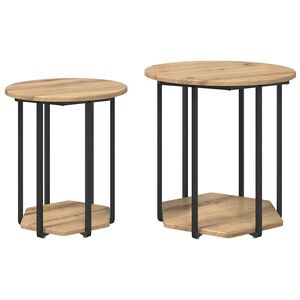 vidaXL Set tavolini con lo scaffale 2 pcs Marrone
