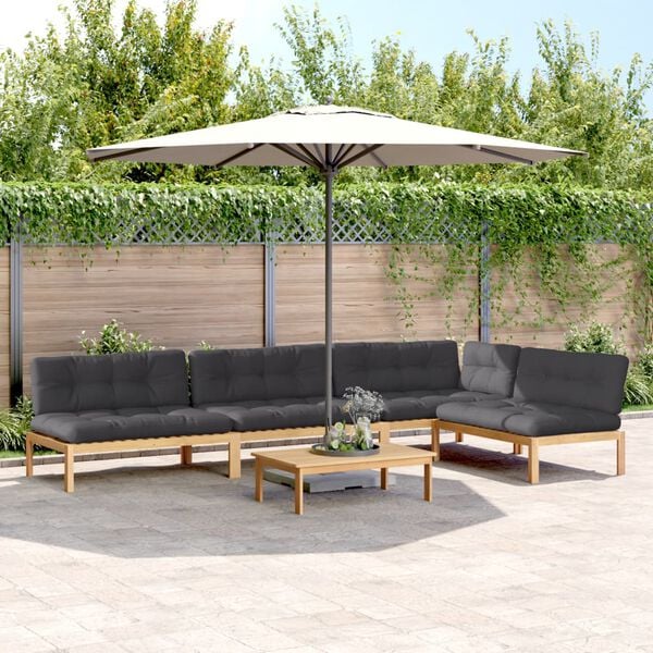 vidaXL Set Divano Pallet Giardino 5pz con Cuscini Massello Acacia