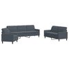 vidaXL Set di Divani 3 pz con Cuscini Grigio Scuro in Velluto