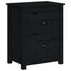 vidaXL Comodino Nero 50x35x61,5 cm in Legno Massello di Pino