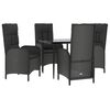 vidaXL Set da Pranzo da Giardino 5 pz Nero con Cuscini in Polyrattan