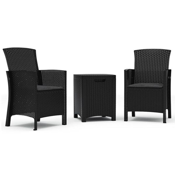 vidaXL Set Divani da Giardino 3 pz con Cuscini in Rattan PP Grafite