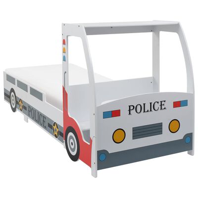 vidaXL Letto Bimbo Auto della Polizia con Materasso Memory 90x200 cm