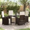 vidaXL Set da Pranzo per Giardino con cuscino 5 pcs Marrone polyrattan