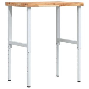 vidaXL Banco Lavoro 80x60x(73-99,5) cm Legno di Faggio Rettangolare