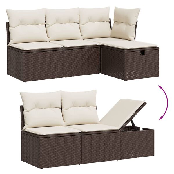 vidaXL Set Divano da Giardino 5 pz con Cuscini Marrone in Polyrattan