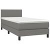 vidaXL Letto a Molle Materasso e LED Grigio Scuro 90x190 cm in Tessuto