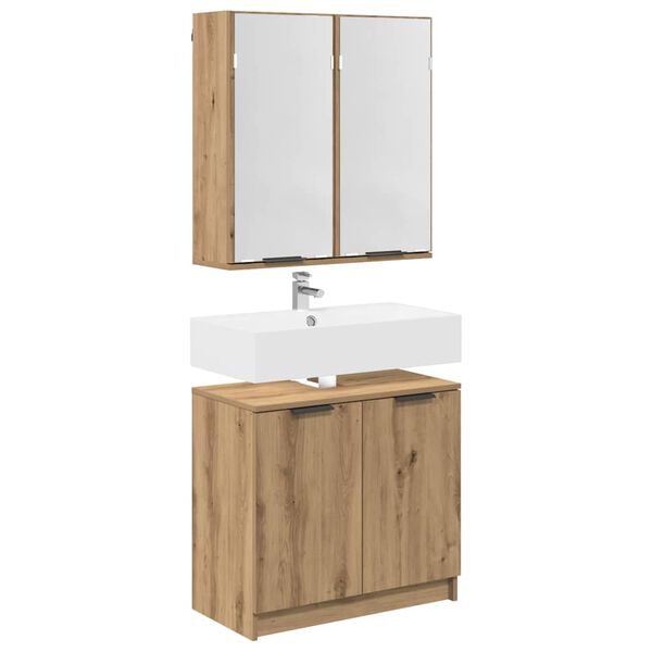 vidaXL Set di Armadi da Bagno Rovere artigianale Legno multistrato