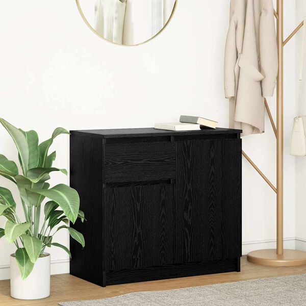 vidaXL Credenza con Cassetto Rovere Nero 71x35x65 cm Legno Multistrato