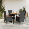 vidaXL Set da Pranzo da Giardino 5 pz Nero con Cuscini in Polyrattan
