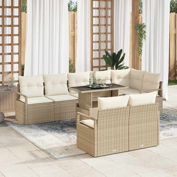 vidaXL Set Divano da Giardino 9 pcs Beige Poly Rattan