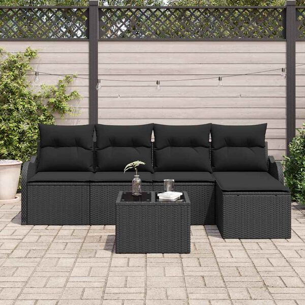 vidaXL Set Divano da Giardino con cuscino 6 pcs Beige Poly Rattan