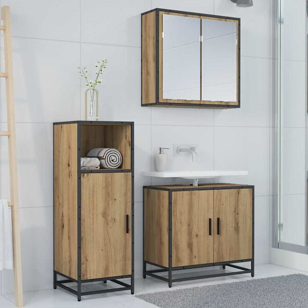 vidaXL Set di mobili per il bagno con lo scaffale Rovere artigianale