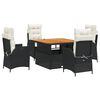 vidaXL Set da Pranzo da Giardino 5 pz Nero con Cuscini in Polyrattan