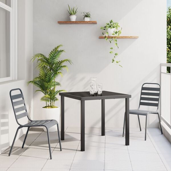 vidaXL Set da Pranzo per Giardino 5 pcs Grigio scuro Acciaio