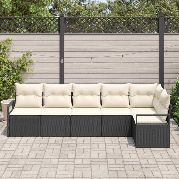 vidaXL Set Divano da Giardino 6 pcs Nero e Bianco polyrattan