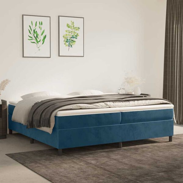 vidaXL Struttura Letto a Rete a Molle Blu Scuro 200x200 cm in Velluto