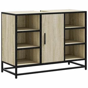 vidaXL Mobiletto per Lavabo da Bagno Rovere Sonoma 80x33x60 cm Legno Massello