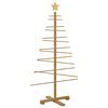 vidaXL Albero di Natale in legno con supporto Marrone 125 cm Bamb&ugrave;
