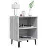 vidaXL Comodino con Gambe in Metallo Grigio Sonoma 40x30x50 cm