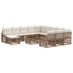 vidaXL Set Divano da Giardino Regolabile 13 pcs Beige polyrattan