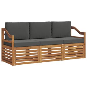 vidaXL Set divani 3 pz Naturale e Antracite Legno di Acacia Massello