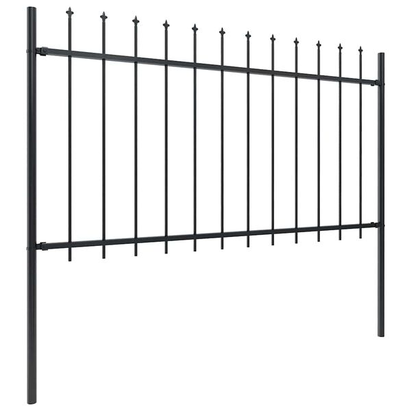 vidaXL Recinzione da Giardino con Punta a Lancia in Acciaio 1781,5x100 cm Nero