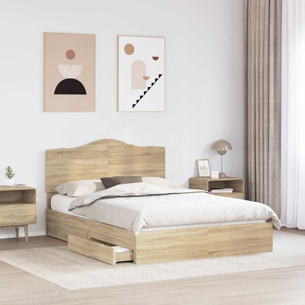 vidaXL Letto con Contenitore con testiera Rovere Sonoma 160 x 200 cm