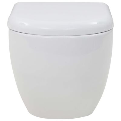 vidaXL WC Sospeso con Sciacquone Alto Nascosto in Ceramica