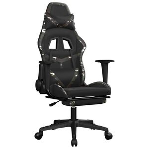 vidaXL Sedia da Gaming con Poggiapiedi Nero e Mimetico in Similpelle