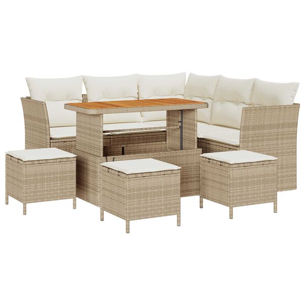 vidaXL Set Divano da Giardino 9 pcs Beige polyrattan