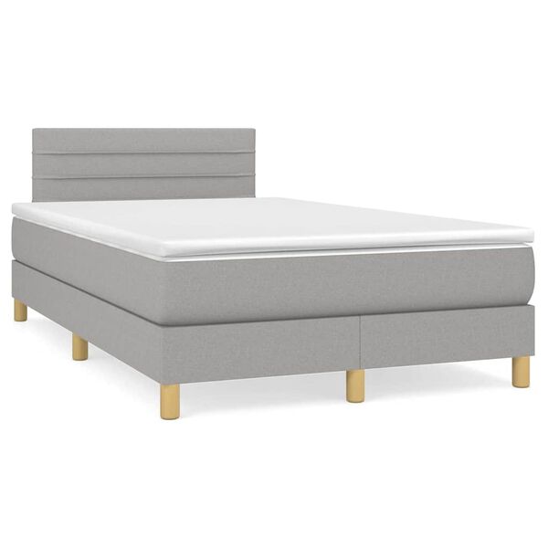 vidaXL Letto a Molle Materasso e LED Grigio Chiaro 120x190 cm Tessuto