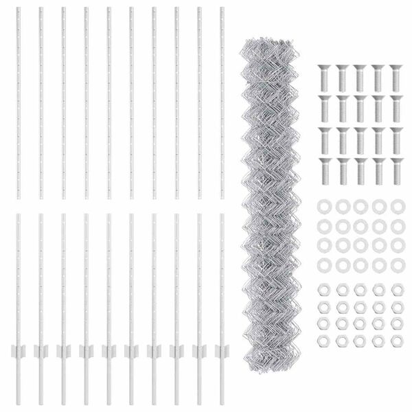 vidaXL Recinzione con Posto Argento 1,6 x 10 m Acciaio