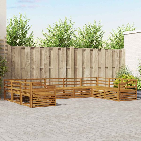 vidaXL Set divani 9 pcs Naturale Legno di Acacia Massello