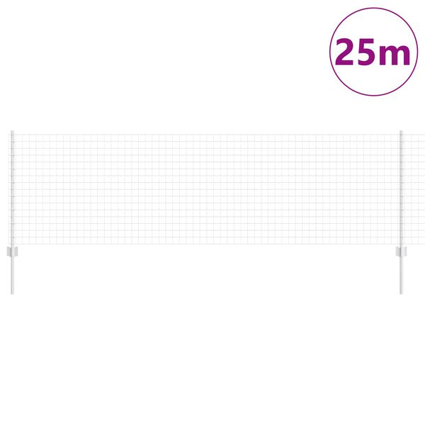 vidaXL Recinzione con Posto Argento 0,8 x 25 m Acciaio
