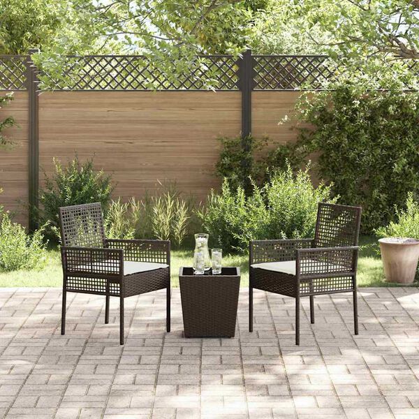 vidaXL Set Bistro da Giardino 3 pcs Marrone polyrattan