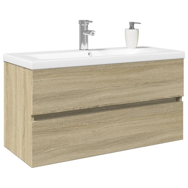 vidaXL Set Mobili da Bagno 2 pz in Ceramica e Legno Multistrato