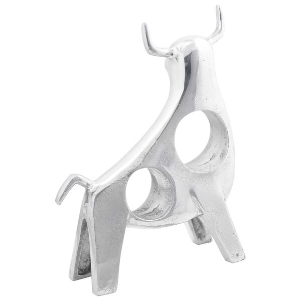 vidaXL Scultura di toro Argento 22 x 9.5 x 34 cm Alluminio