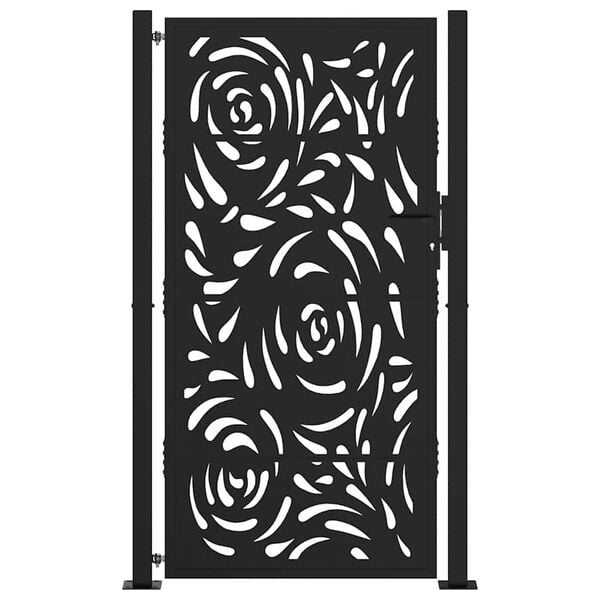 vidaXL Cancello da giardino nero 100x175 cm in acciaio con design a fiamma