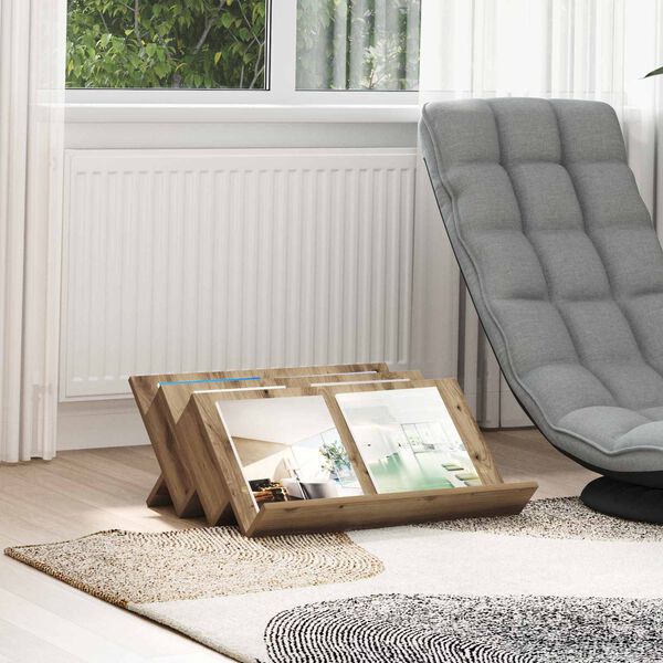 vidaXL Scaffale per riviste Rovere artigianale 65 x 53 x 28,5 cm