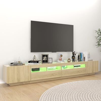 vidaXL Mobile Porta TV con Luci LED Rovere Sonoma 260x35x40 cm