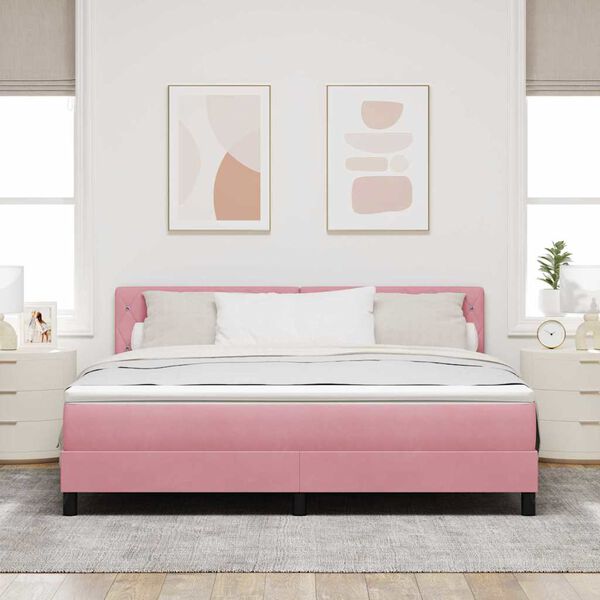 vidaXL Letto a molle con materasso Rosa 180 x 200 cm Velluto