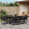 vidaXL Set da Pranzo per Giardino 9 pcs Nero polyrattan