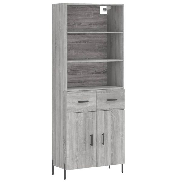 vidaXL Credenza Grigio Sonoma 69,5x34x180 cm in Legno Multistrato