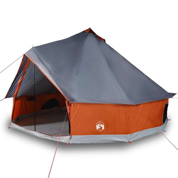 vidaXL Tenda Familiare Tipi 10 Persone Grigia e Arancione Impermeabile
