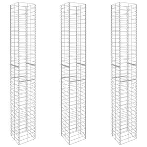 vidaXL Gabbioni 3 pz in Acciaio Zincato 25x25x197 cm