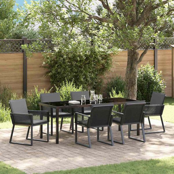 vidaXL Set da Pranzo per Giardino 7 pcs Nero