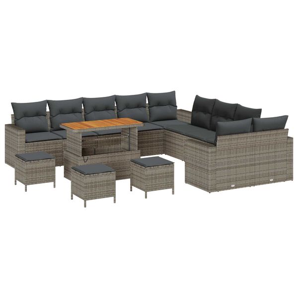 vidaXL Set Divano da Giardino 14 pcs Grigio polyrattan