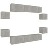 vidaXL Set Mobili Porta TV 8pz Grigio Cemento in Legno Multistrato